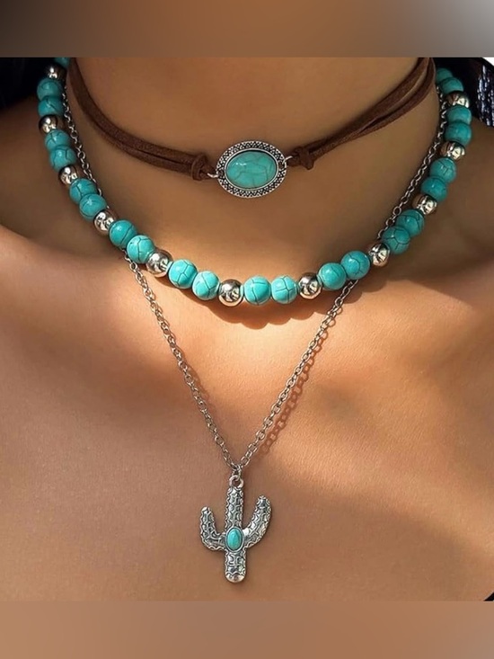 Jewelry - Turquoise Beaded Layered Necklace Set - Women Jewelry